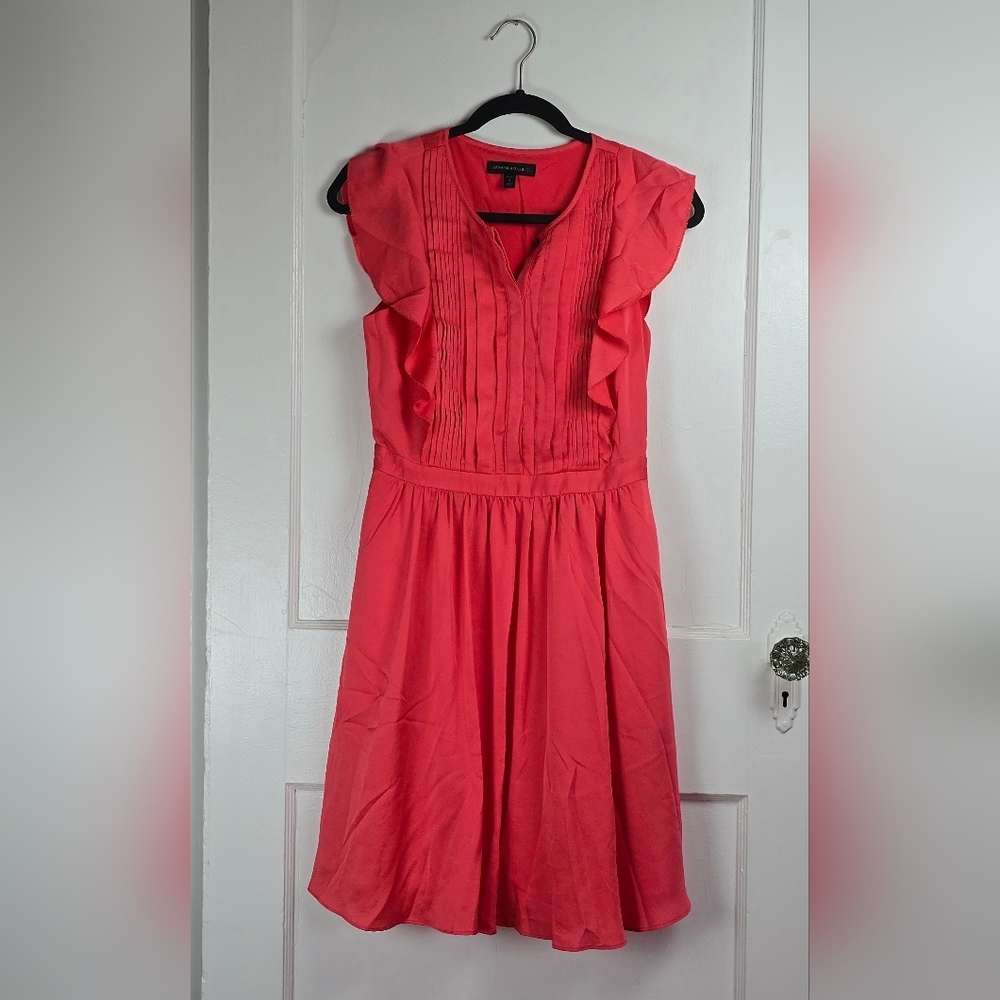Banana Republic Bright Coral Pintucked Dress Size 2P